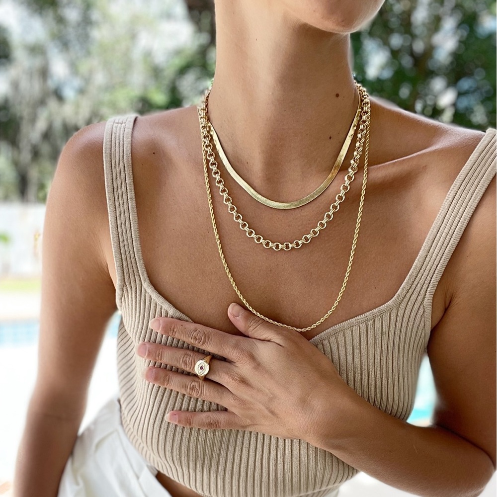 Pretty Bird 14k Vermeil Swirl Link Gold 925 Heavy Necklace - Picture 3 of 12